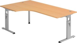 bümö® Stabiler Schreibtisch höhenverstellbar 200x120 cm | Eckschreibtisch in Buche | Büroschreibtisch mit Höheneinstellung | Tisch für Büro | Bürotisch in 9 Größen & 7 Dekoren