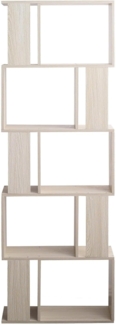 Rebecca Mobili MDF Holz Bücherregal, Bodenregal, 5 Gebleichte Tannenregale, Zeitgenössisches Design, Büroraum - Maße: 169 x 60 x 24 cm (HxBxT) - Art. RE6402