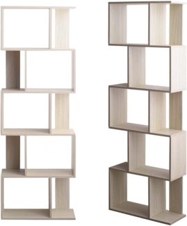 Rebecca Mobili MDF Holz Bücherregal, Bodenregal, 5 Gebleichte Tannenregale, Zeitgenössisches Design, Büroraum - Maße: 169 x 60 x 24 cm (HxBxT) - Art. RE6402