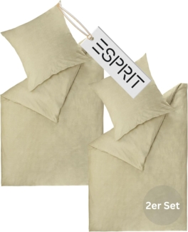 Esprit Bettwäsche HARP Renforce Kissenbezüge und Bettwäsche, Baumwolle, 2 teilig, 135x200 cm - 2er Set in Beige
