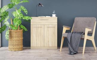 Oggi Vena Zweitürige Kommode Breite 71 cm Minimalistisch Modern mit 16 mm Schichtstoffplatte Trendiges Design für Wohn-Schlafzimmer-Büro Sonoma Eiche