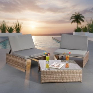 Sitzgarnitur Gartenmöbel Sitzgruppe Lounge Poly Rattan Möbel Set Gartengarnitur