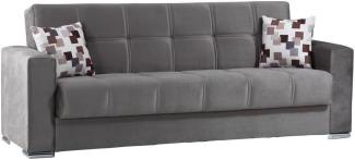 Dmora Francisco, Schlafsofa mit 3 Sitzplätzen, Wohnzimmer aus gepolstertem Stoff mit klick-Klack-Öffnung, 226 x 85 x 91, Grau