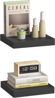 eSituro Wandregal, schwebendes schwarzes Regale für Wandmontage, 2er-Set Schweberegal Hängeregal Wandbrett im Wohnzimmer Schlafzimmer Küche Badezimmer, 25 x 3,8 x 22,9 cm