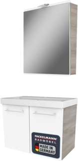 Fackelmann LIMA Badmöbelset 3-teilig, 60 cm breit, Braun/Weiß