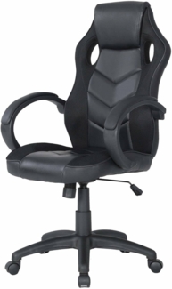 Dmora Sedia Con ruote Caloundra, Poltrona da Gaming Adulto, Sedia da scrivania, 66x61h104/114 cm, Nero