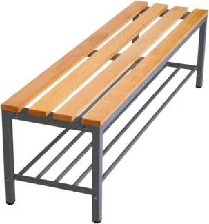 furni24 Bank Umkleidebank, Sitzbank für Umkleideräume mit Schuhrost BxHxT: 150 x 42 x 40 cm, Umkleidesitzbank, Umkleidebank, Garderobenbank, Sportbank, Bank mit Echtholz für Fitnessstudio