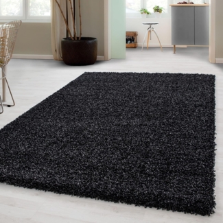 Carpetsale24 Shaggy Hochflor Teppich Läufer Flur 80x250 cm Anthrazit - Modern Flauschiger Teppich Extra Weich, Pflegeleicht und Einfarbig - Ideal als Teppich für Küche, Schlafzimmer und Esszimmer