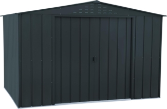 Duramax TOP 10x8 (7.28 m²) Metall gerätehaus, hergestellt aus verzinktem Stahl, verstärkte Dachkonstruktion, wartungsfreies und witterungsbeständiges Metallgerätehaus, Geräteschuppen, Anthrazit