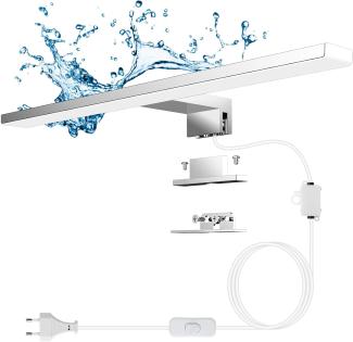 Aourow LED Spiegelleuchte Bad 5W,300mm 500lm Spiegelleuchte mit Schalter und Stecker,Kaltes Weiß 6500K Spiegellampe Badezimmer IP44 Wasserdicht 230V Badlampe Spiegel für Spiegelschrank