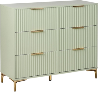 Kommode mit 6 Schubladen WALCOTT 89 cm Hellgrün