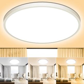 Led Deckenleuchte Flach Led Deckenlampe - 3 Farben 3000/4000/6500K Ø30CM 24W 2600LM IP44 Led Lampe Decke Rund Modern Badezimmer Lampe Badlampe für Bad Flur Balkon Schlafzimmer Wohnzimmer Küche Keller