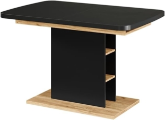 Esstisch Fenaro Schwarz/Goldkraft Eiche 120 x 80 cm mit offenen Fächern Vicco