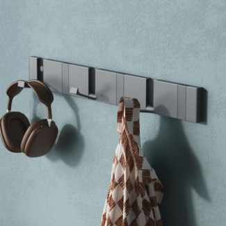 Mai & Mai Wandgarderobe Wandhaken Garderobenleiste Garderobenhaken mit 4/6 klappbaren Haken, Faltmechanik und Anti-Rutsch-Textur