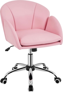 Yaheetech Homeoffice Stuhl Schminkstuhl Schreibtischstuhl höhenverstellbar Drehstuhl bis 136 kg Belastbar, SamtStuhl mit Armlehnen und Rückenlehne für Schlafzimmer Büro Wohnzimmer, Hellrosa
