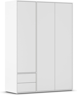 rauch Kleiderschrank Nabila, Drehtürenschrank, Garderobenschrank, 3-türig, 2 Schubkästen, mit 1 Kleiderstange und 3 Einlegeböden, Farbe Weiß, mit Push-to-Open Funktion, 140x194x53cm