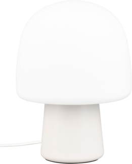 Kleine Tischleuchte STEEN mit Glasschirm & Metallfuß Hellgrau, Höhe 27cm