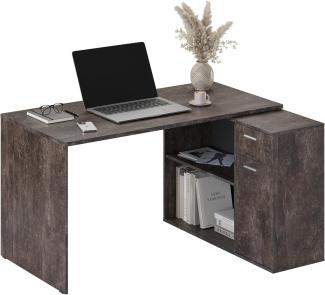 Schreibtisch klein 136 x 101 x 75 cm Betonoptik Grau – Bürotisch Eckschreibtisch RICOO WM083-BG