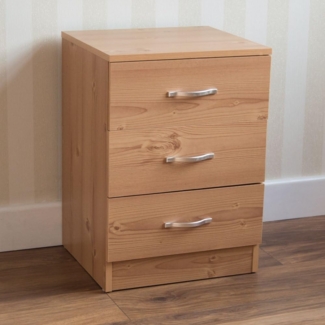 Vida Designs Riano Nachttisch mit 3 Schubladen, Pinie, Ablagetisch