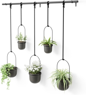 Umbra Triflora BLACK Hängeblumentopf, Wandvase, Blumentopf, Blumenampel für Wand-& Deckenanbringung