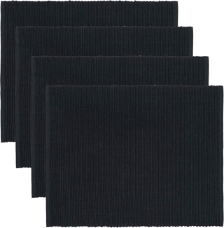 LINUM UNI Dekorative 4 set Tischsets für Esstisch 35x46 cm, 100% Gerippte Baumwolle, Maschinenwaschbar, Schwarz