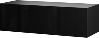 Planetmöbel TV Board 100 cm Schwarz, TV Schrank mit 1 Klappe als Stauraum, Lowboard hängend oder stehend, Sideboard Wohnzimmer