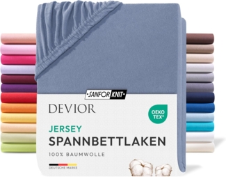 Devior Spannbettlaken für 180x200cm Boxspringbett-Matratzen bis 32cm dicke, 100% Baumwolle, Jersey, Gummizug: Rundumgummizug, Atmungsaktives Bettlaken mit Einlaufschutz 135 g/m² – ohne Fussel