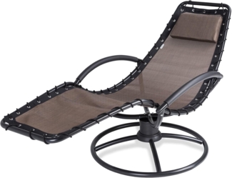 CASARIA® Sonnenliege Eve Wetterfest Liegestuhl mit Armlehne Kissen Sauna Relaxliege Garten Braun