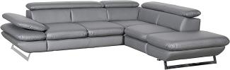 Mivano Ecksofa Prestige / Bettsofa in L-Form mit Ottomane und Schlaffunktion / Kopfteile und Armteil verstellbar / 265 x 74 x 223 / Kunstleder, dunkelgrau