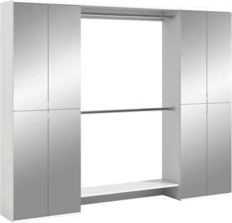 Garderobenkombination Weiß Hochglanz, 232x191x37 cm, Spiegelschränke