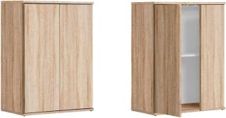 mokebo® Mehrzweckschrank 60 cm Breite 'Der Kurze', kurzer Schrank in Braun aus Holz, grifflose Öffnung, funktionaler Aktenschrank, Made in Germany | Sonoma Eiche