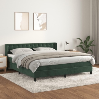 vidaXL Boxspringbett mit Matratze Dunkelgrün 180x200 cm Samt 3131216