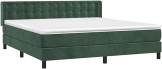 vidaXL Boxspringbett mit Matratze Dunkelgrün 180x200 cm Samt 3131216