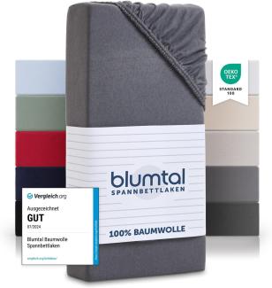 Blumtal® Basics Jersey Spannbettlaken 140x200 cm -Oeko-TEX Zertifiziert, 100% Baumwolle Bettlaken, bis 7cm Topperhöhe, Grau