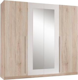 Stella Trading Kleiderschrank, Holzwerkstoff, Weiß-Eiche San Remo Hell Nachbildung, BxHxT 228 x 213 x 62 cm