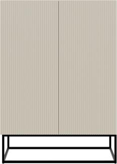 Selsey Veldio - Highboard 2-türig, graubeige mit schwarzem Metallgestell, 90 cm