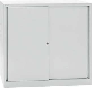 BISLEY Schiebetürenschrank ECO, 2 Fachböden, 3 OH, Metall, 645 Lichtgrau, 43 x 120 x 118.1 cm