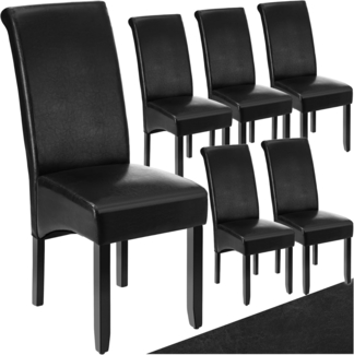 tectake Esszimmerstuhl 6er Set Esszimmerstuhl (6er Set, 6 St), gepolstert mit Kunstlederbezug