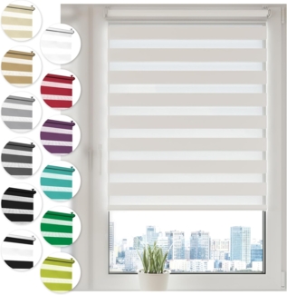 Doppelrollo Klemmfix ohne Bohren 70x130 cm Weiß Duo Rollo Klemmrollo Sonnenschutzrollo Fensterrollo für Fenster & Türen Zebrarollo Seitenzugrollo