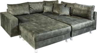 riess-ambiente Ecksofa KENT 220cm moosgrün, Einzelartikel 1 Teile, Wohnzimmer · Microvelours · L-Form · Ottomane beidseitig · Design
