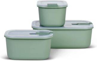 Mepal – Frischhaltedosen set 3-teilig EasyClip – Schüssel mit Deckel & Klickverschluss – Geeignet für Mikrowelle, Dampfgarer, Kühl- und Gefrierschrank – 2 x 450 ml + 1000 ml – Nordic sage