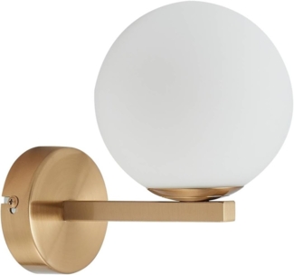 Lucande Wandleuchte Bidolo, Metall, Gold / Messing IP44, 1x8 W LED