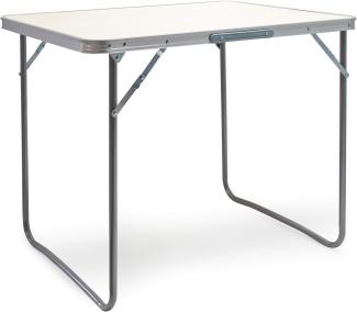 WILTEC Aluminium Camping Klapptisch mit 80x60 cm weißer Tischplatte MDF mit Alu-Rahmen Koffertisch Falttisch