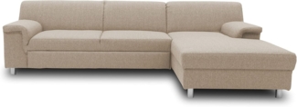 DOMO Collection Junin Ecksofa, Sofa in L-Form mit Schlaffunktion, Couch Polsterecke, Moderne Eckcouch, beige, 251x150 cm