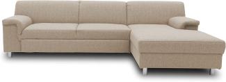 DOMO Collection Junin Ecksofa, Sofa in L-Form mit Schlaffunktion, Couch Polsterecke, Moderne Eckcouch, beige, 251x150 cm