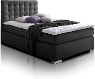 Möbel-Eins ISABELL PLUS Boxspringbett schwarz 90 x 200 cm, Härtegrad 3