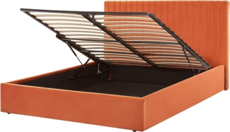 Polsterbett 'VION' Samtstoff mit Stauraum Orange 160x200 cm