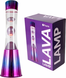 FISURA - Lavalampe Schillernde Schillernde Basis, transparent Flüssigkeit und metallisch violette Lava. Lavalampe mit ersatzbirne. 11 x 11 x 39,5 cm