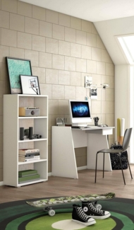 Dmora - Bücherregal Giacinto, Bibliothek mit 3 verstellbaren Regalen, Bücherregal, Wandschrank mit Regalen, 100 % Made in Italy, 60 x 30 x 130 cm, Weiß und Eiche