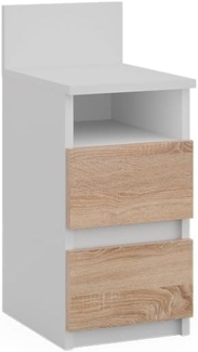 Nachttisch Monty Weiß/Sonoma 25 x 59.1 cm mit 2 Schubladen Vicco